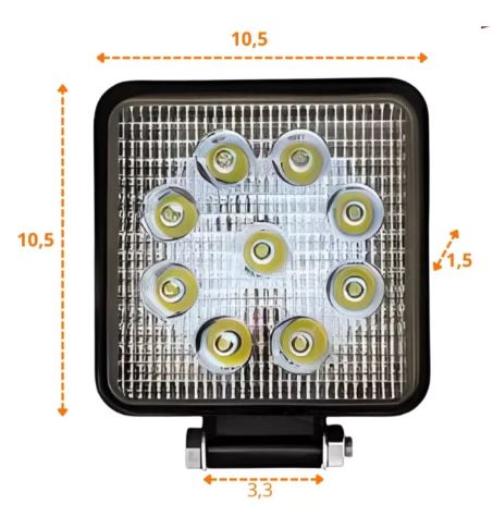 Farol de Led Quadrado 27W com 9 Leds